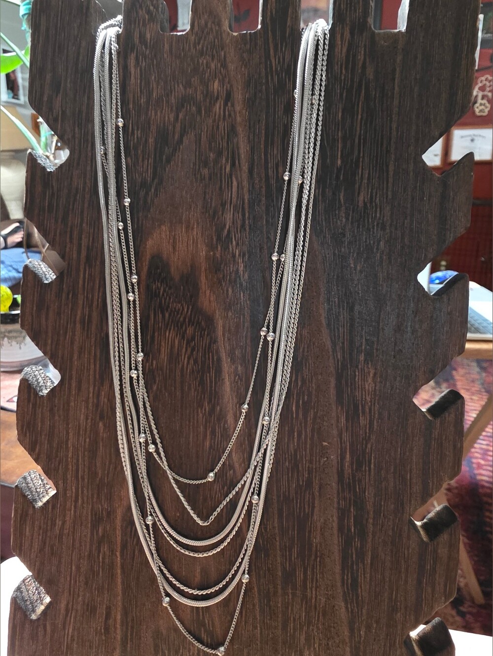 Multi-Strand Silver Layered Necklace by